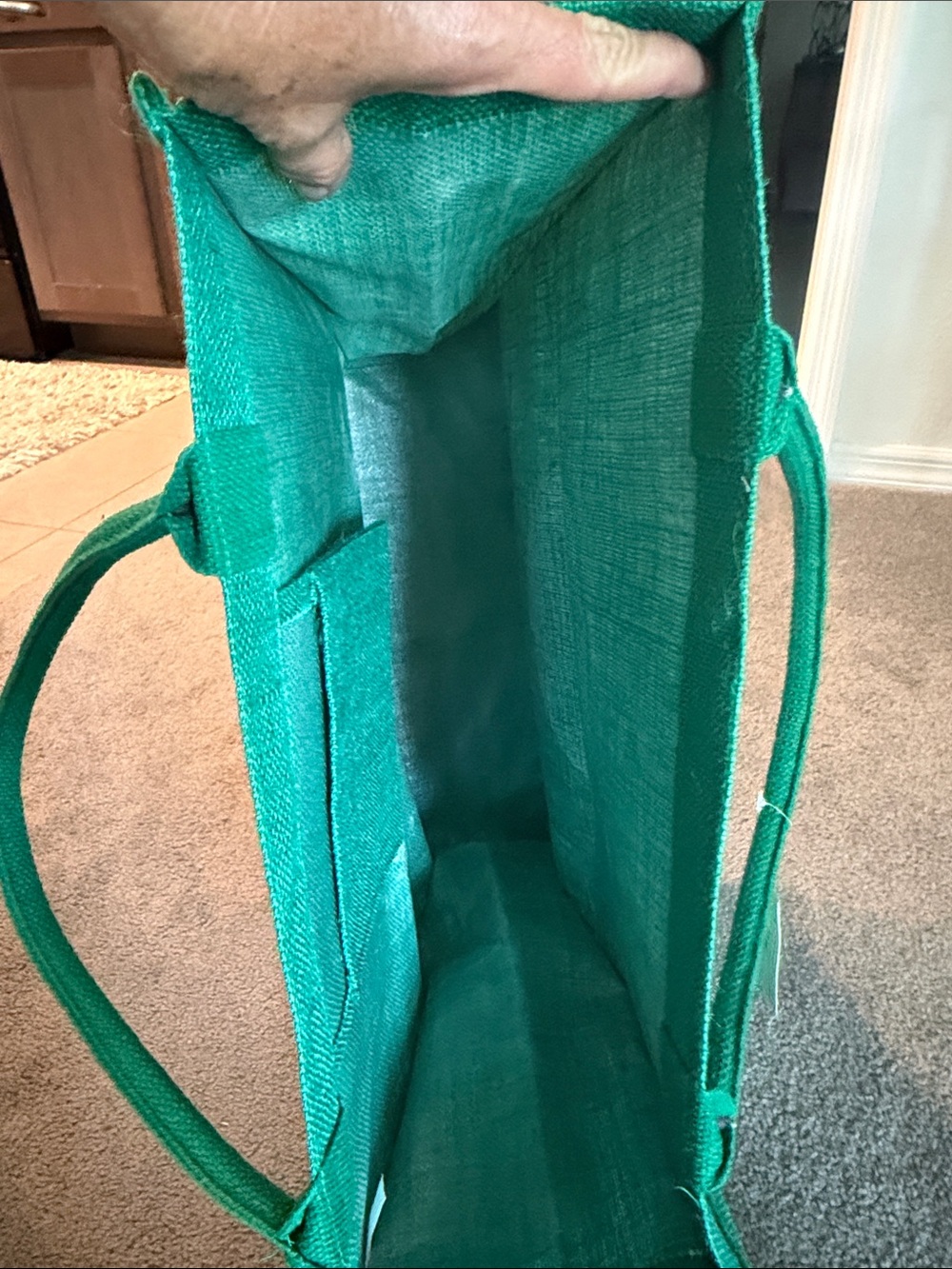Masters Green Tote Jute  with Yellow Logo Map Emblem NWT - Picture 7 of 9